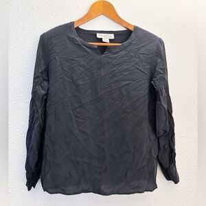 Oscar De La Renta Expressions vintage long sleeve black silk blouse size Small